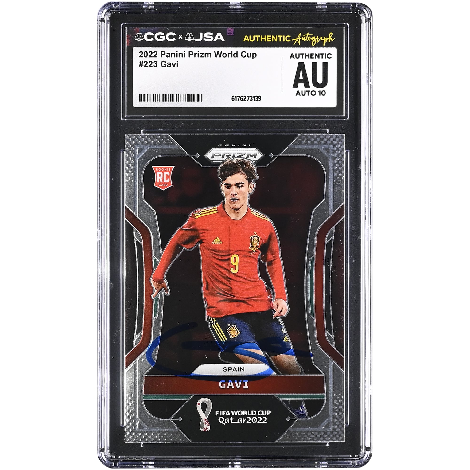 Gavi Spain National Team Autographed 2022 Panini Prizm World Cup #223 CGC Authenticated Auto 10 Card