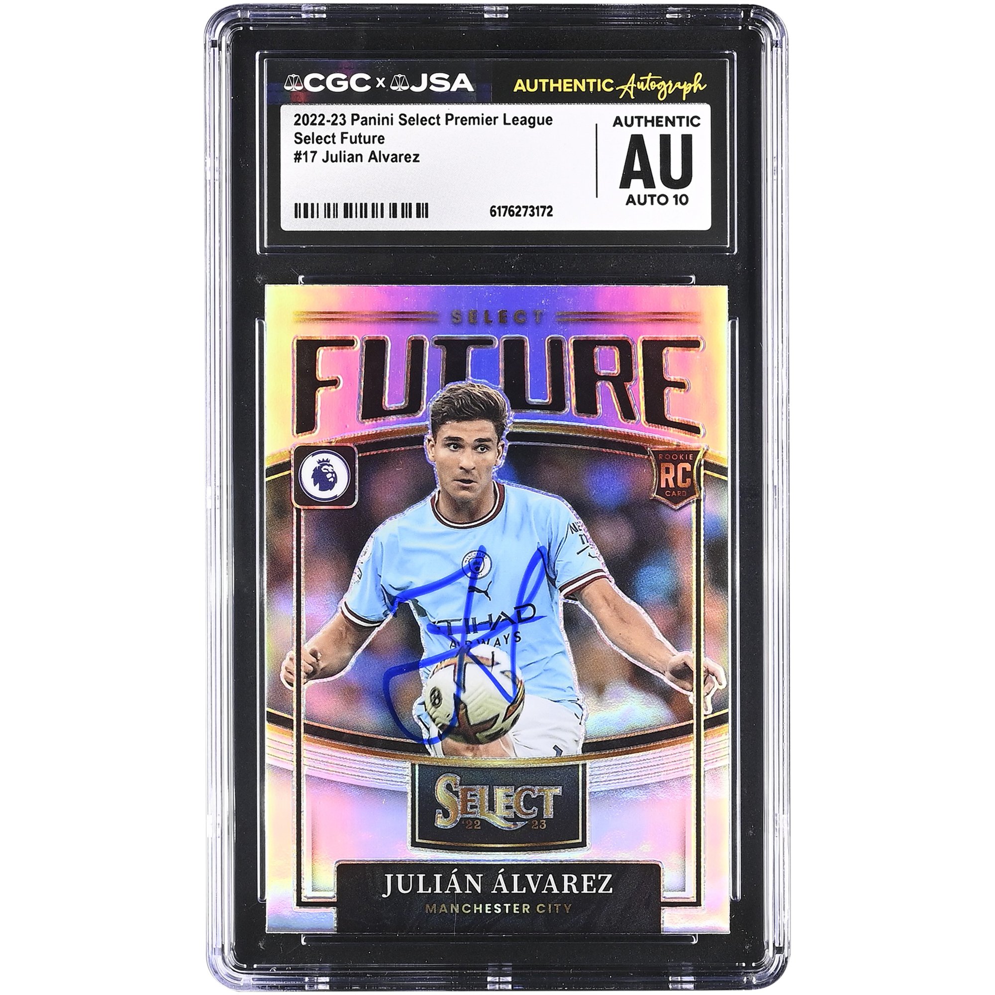 Julián Alvarez Manchester City Autographed 2022-23 Panini Select Premier League Select Future #17 CGC Authenticated Auto 10 Rookie Card