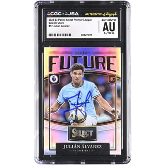 Julián Alvarez Manchester City Autographed 2022-23 Panini Select Premier League Select Future #17 CGC Authenticated Auto 10 Rookie Card