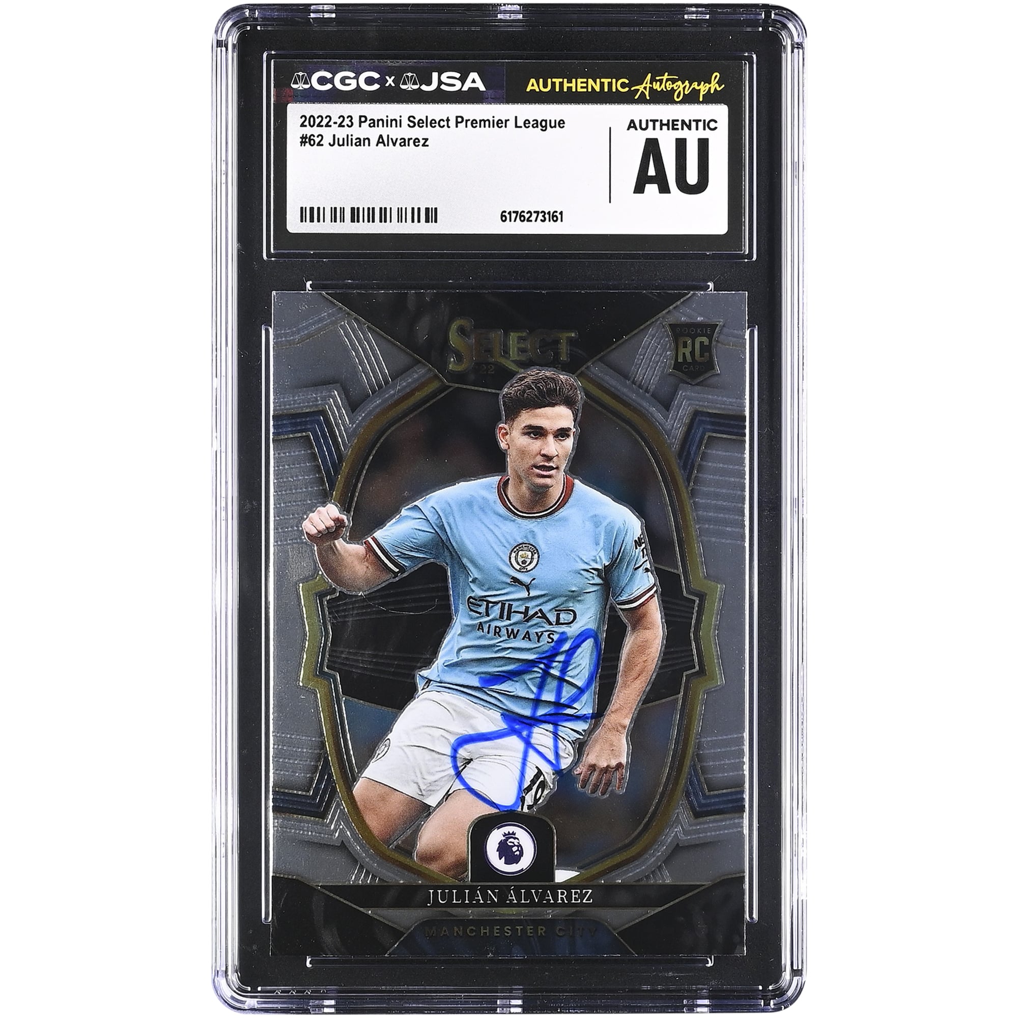 Julián Alvarez Manchester City Autographed 2022-23 Panini Select Premier League #62 CGC Authenticated Rookie Card