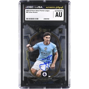 Julián Alvarez Manchester City Autographed 2022-23 Panini Select Premier League #62 CGC Authenticated Rookie Card