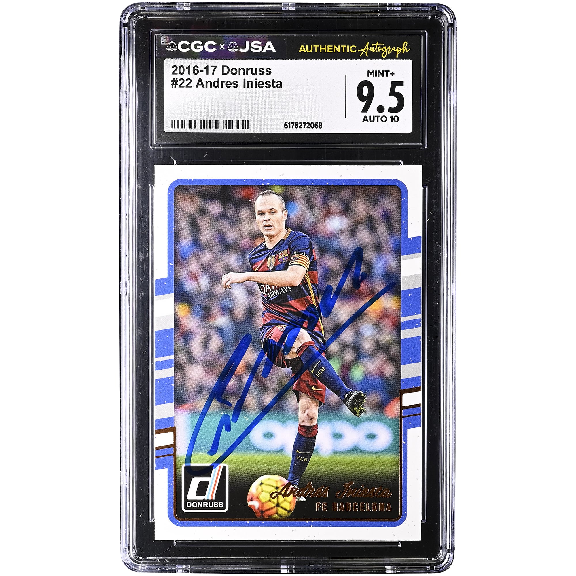 Andres Iniesta Barcelona Autographed 2016-17 Panini Donruss #22 CGC Authenticated 9.5/10 Card