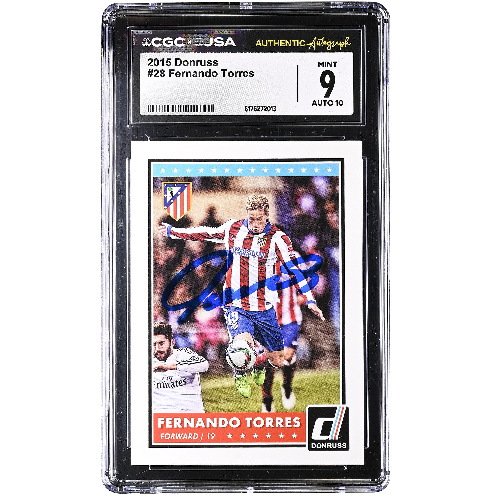 Fernando Torres Atletico de Madrid Autographed 2015 Panini Donruss #28 CGC Authenticated 9/10 Card