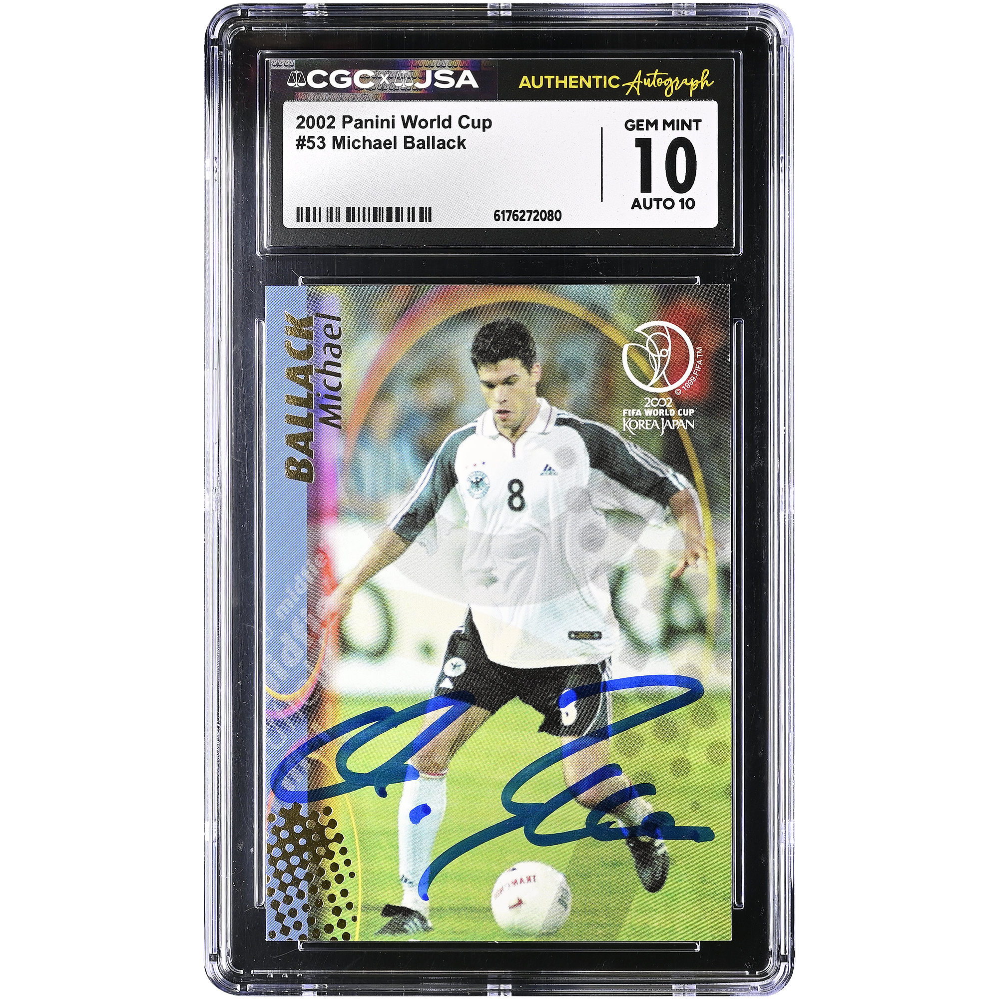 Michael Ballack Germany National Team Autographed 2002 Panini World Cup #53 CGC Authenticated 10/10 Card