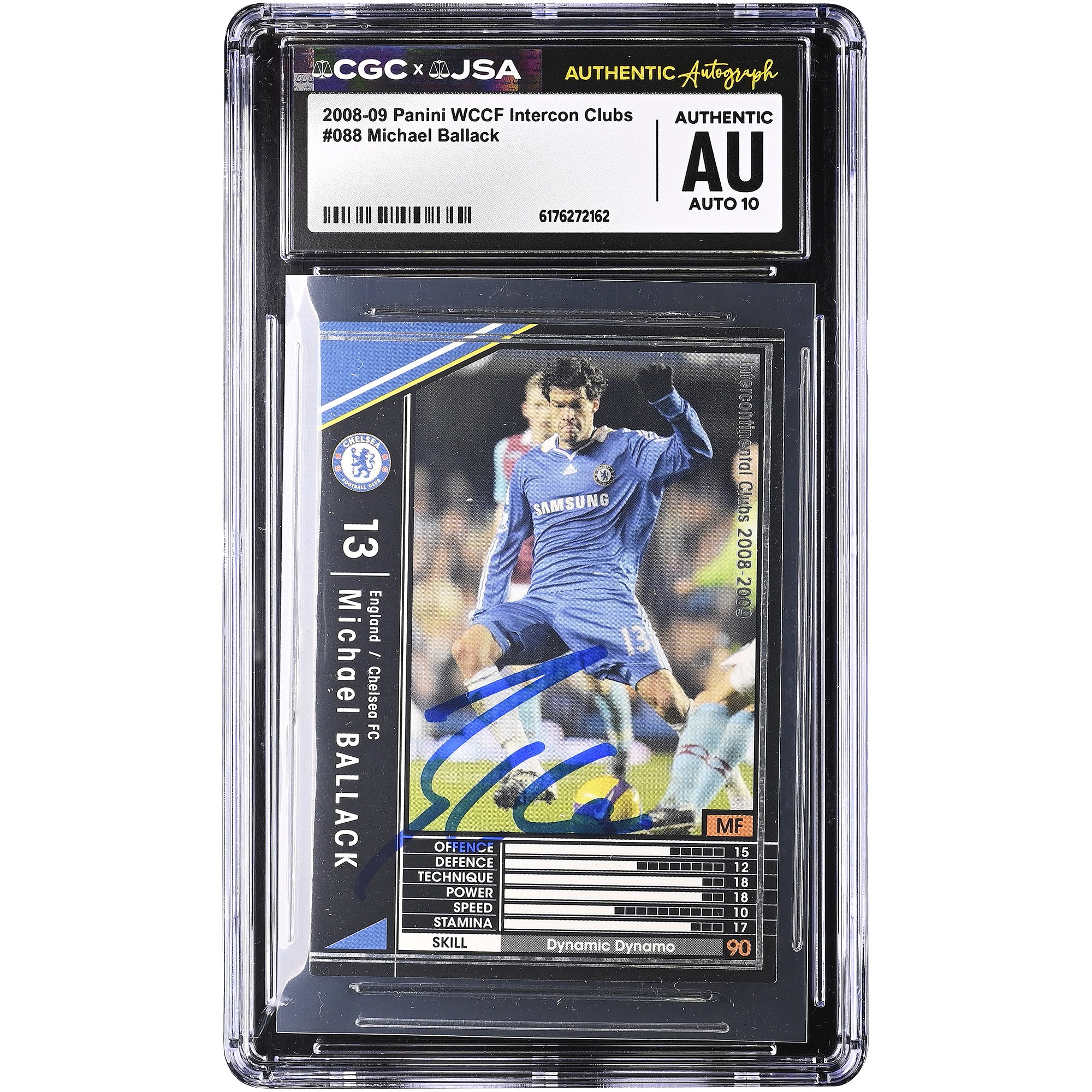 Michael Ballack Chelsea Autographed 2008-09 Panini WCCF Intercon Clubs #088 CGC Authenticated Auto 10 Card