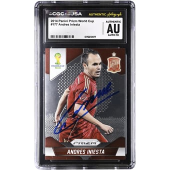 Andres Iniesta Spain National Team Autographed 2014 Panini Prizm World Cup #177 CGC Authenticated Auto 10 Card