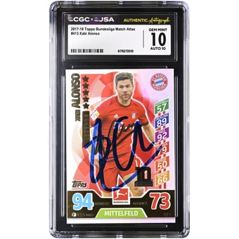 Xabi Alonso Bayern Munich Autographed 2017-18 Topps Bundesliga Match Attax #413 CGC Authenticated 10/10 Card