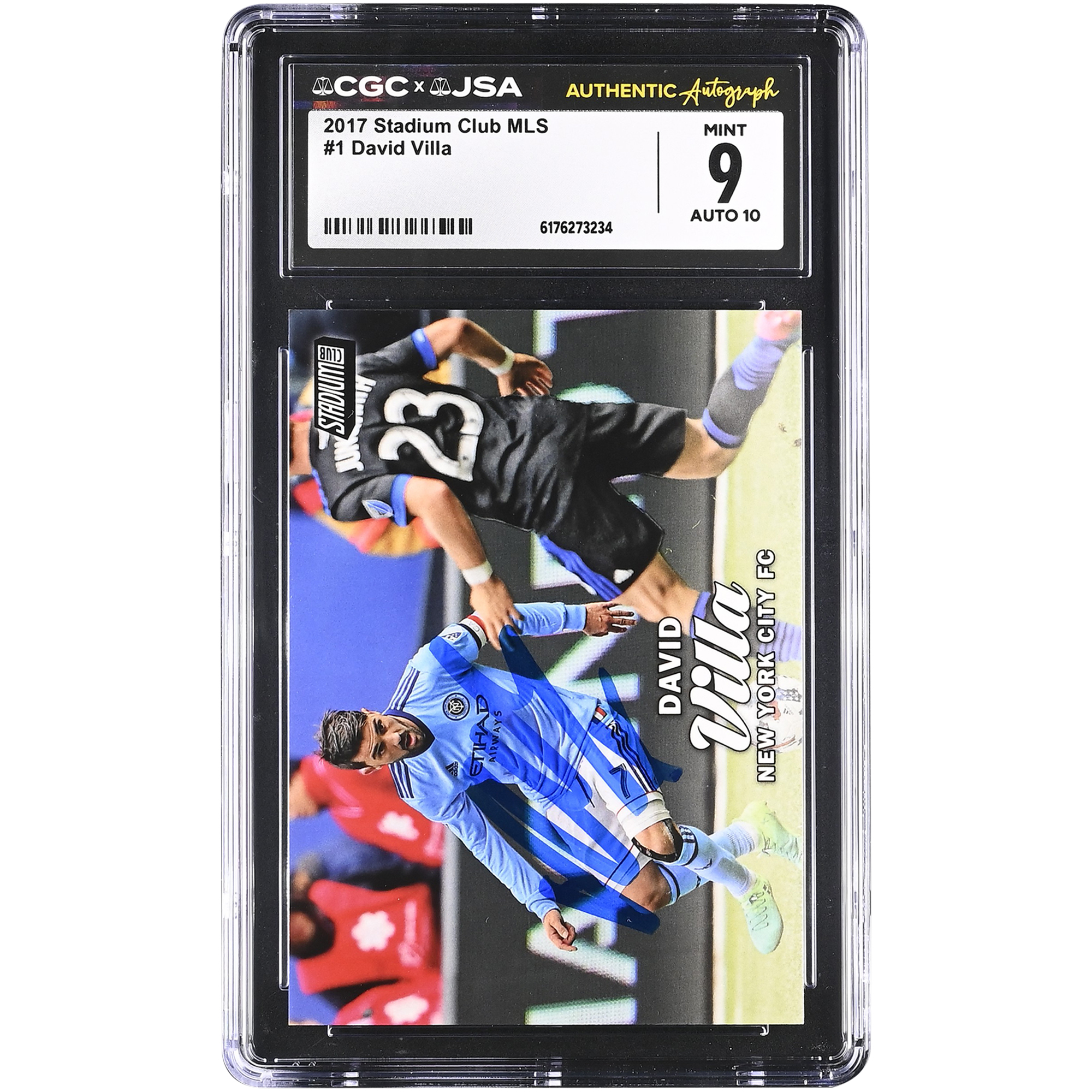 David Villa New York City FC Autographed 2017 Topps Stadium Club MLS #1 CGC Authenticated 9/10 Card David Villa New York City FC Autographed 2017 Topps Stadium Club MLS #1 CGC Authenticated 9/10 Card