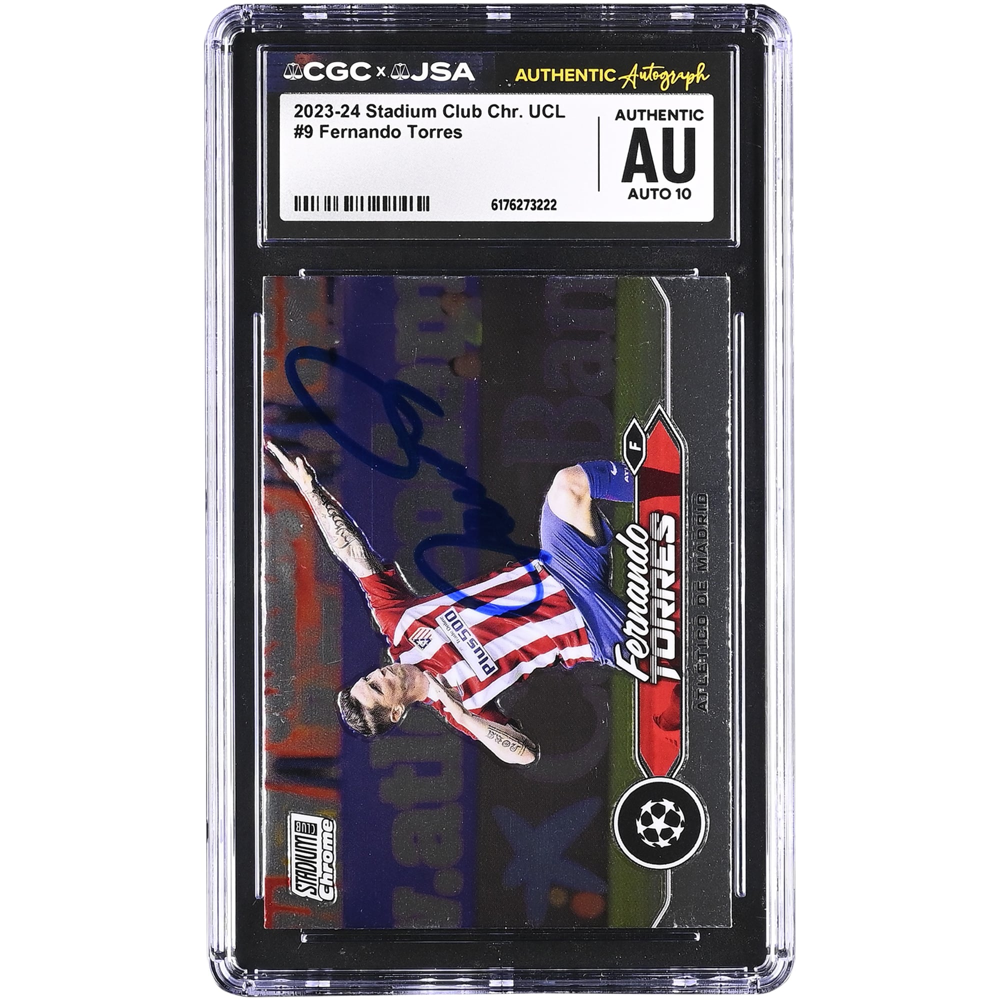 Fernando Torres Atletico de Madrid Autographed 2023-24 Topps Stadium Club Chrome UCL #9 CGC Authenticated Auto 10 Card