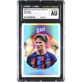 Gavi Barcelona Autographed 2022-23 Topps Chrome UEFA CC '59 Topps #59-9 CGC Authenticated Card