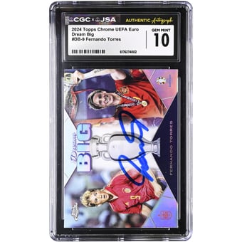 Fernando Torres Spain National Team Autographed 2024 Topps Chrome UEFA Euro Dream Big #DB-9 CGC Authenticated GEM MINT 10 Card