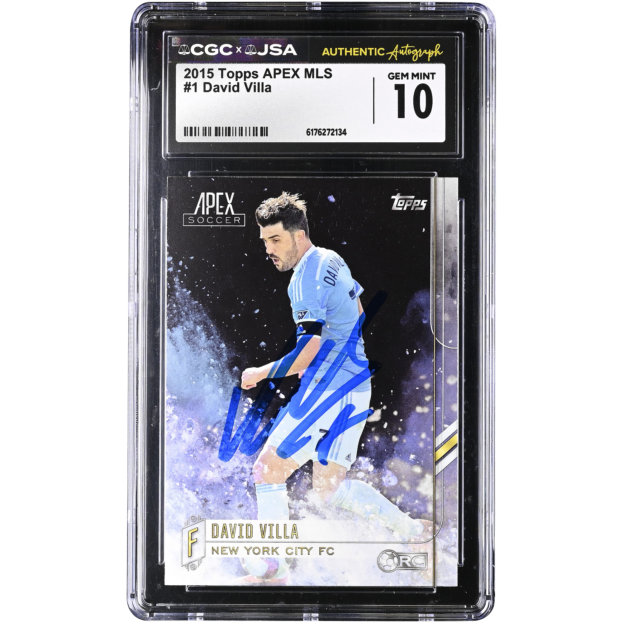 David Villa New York City FC Autographed 2015 Topps APEX MLS #1 CGC Authenticated 10/10 Card David Villa New York City FC Autographed 2015 Topps APEX MLS #1 CGC Authenticated 10/10 Card