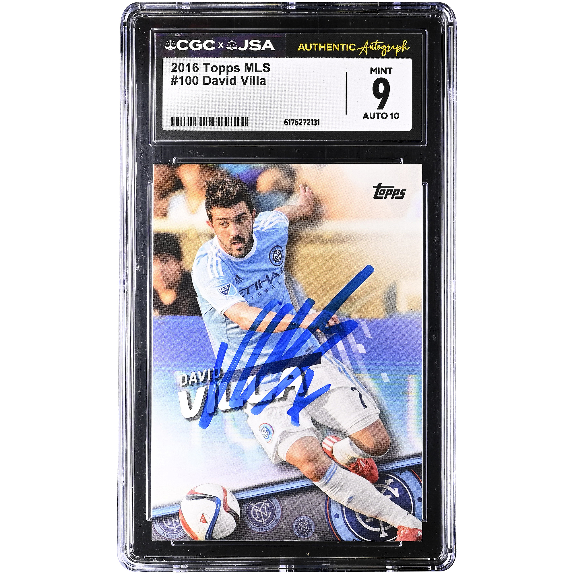 David Villa New York City FC Autographed 2016 Topps MLS #100 CGC Authenticated 9/10 Card David Villa New York City FC Autographed 2016 Topps MLS #100 CGC Authenticated 9/10 Card
