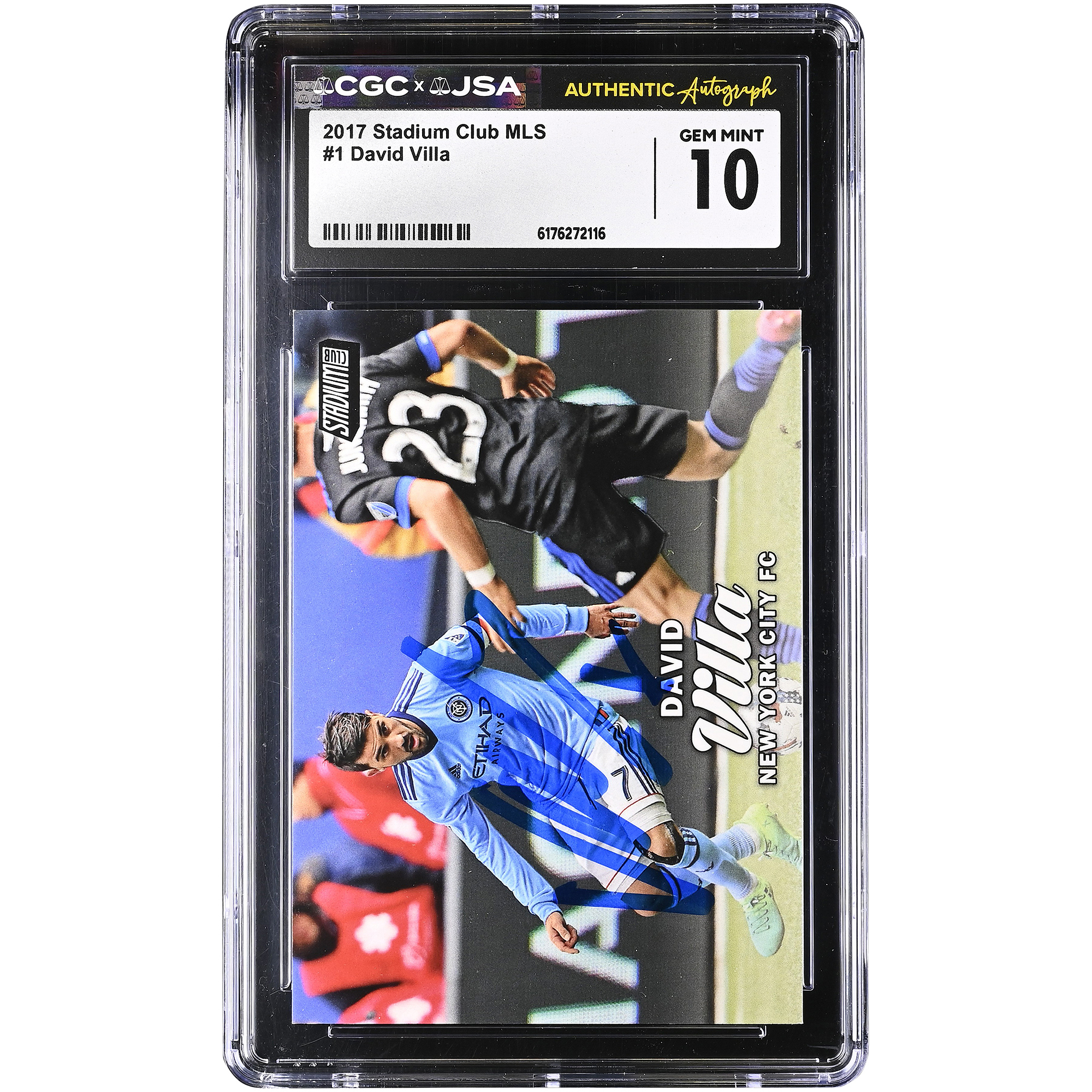David Villa New York City FC Autographed 2017 Topps Stadium Club MLS #1 CGC Authenticated GEM MINT 10 Card David Villa New York City FC Autographed 2017 Topps Stadium Club MLS #1 CGC Authenticated GEM MINT 10 Card