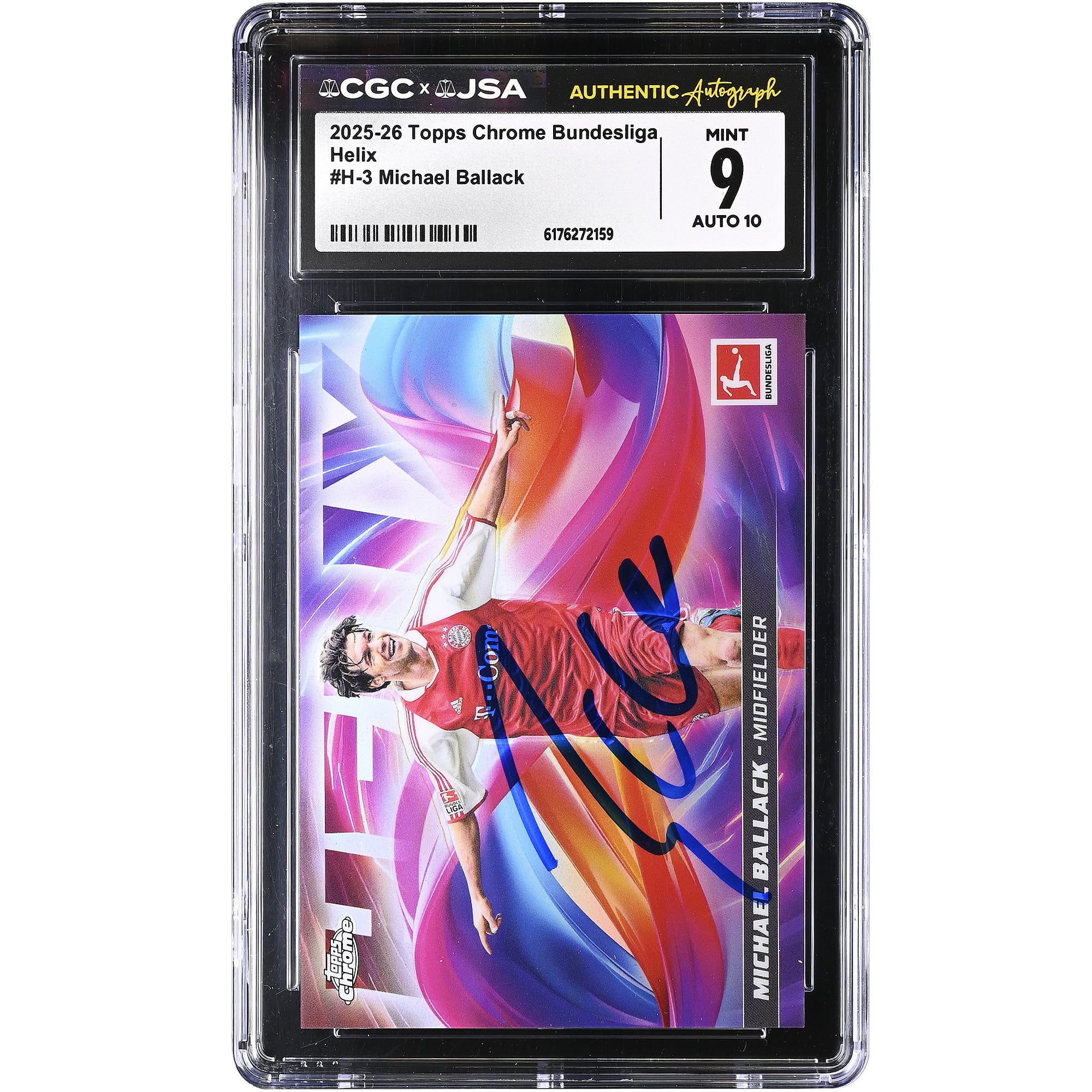 Michael Ballack Bayern Munich Autographed 2025-26 Topps Chrome Bundesliga Helix #H-3 CGC Authenticated 9/10 Card