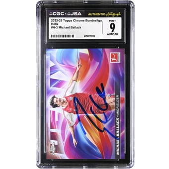 Michael Ballack Bayern Munich Autographed 2025-26 Topps Chrome Bundesliga Helix #H-3 CGC Authenticated 9/10 Card