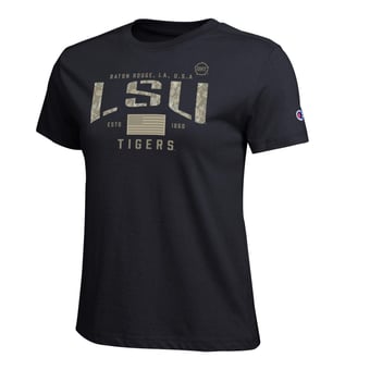 Women's Champion  Black LSU Tigers Operation Hat Trick Core T-Shirt