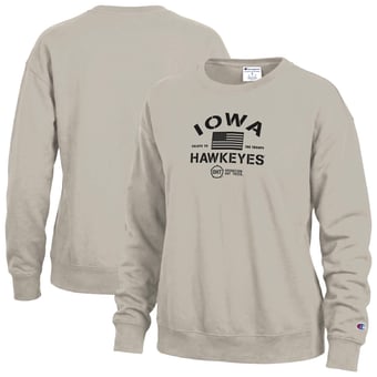 Women's Champion Tan Iowa Hawkeyes Operation Hat Trick Powerblend Sweatshirt