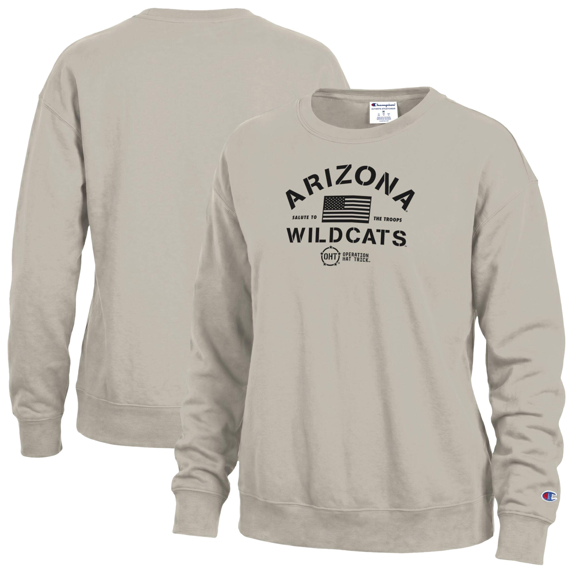 Women's Champion Tan Arizona Wildcats Operation Hat Trick Powerblend Sweatshirt