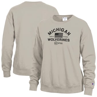 Women's Champion Tan Michigan Wolverines Operation Hat Trick Powerblend Sweatshirt