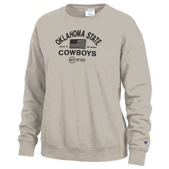 Women's Champion Tan Oklahoma State Cowboys Operation Hat Trick Powerblend Sweatshirt