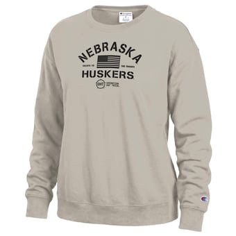 Women's Champion Tan Nebraska Huskers Operation Hat Trick Powerblend Sweatshirt
