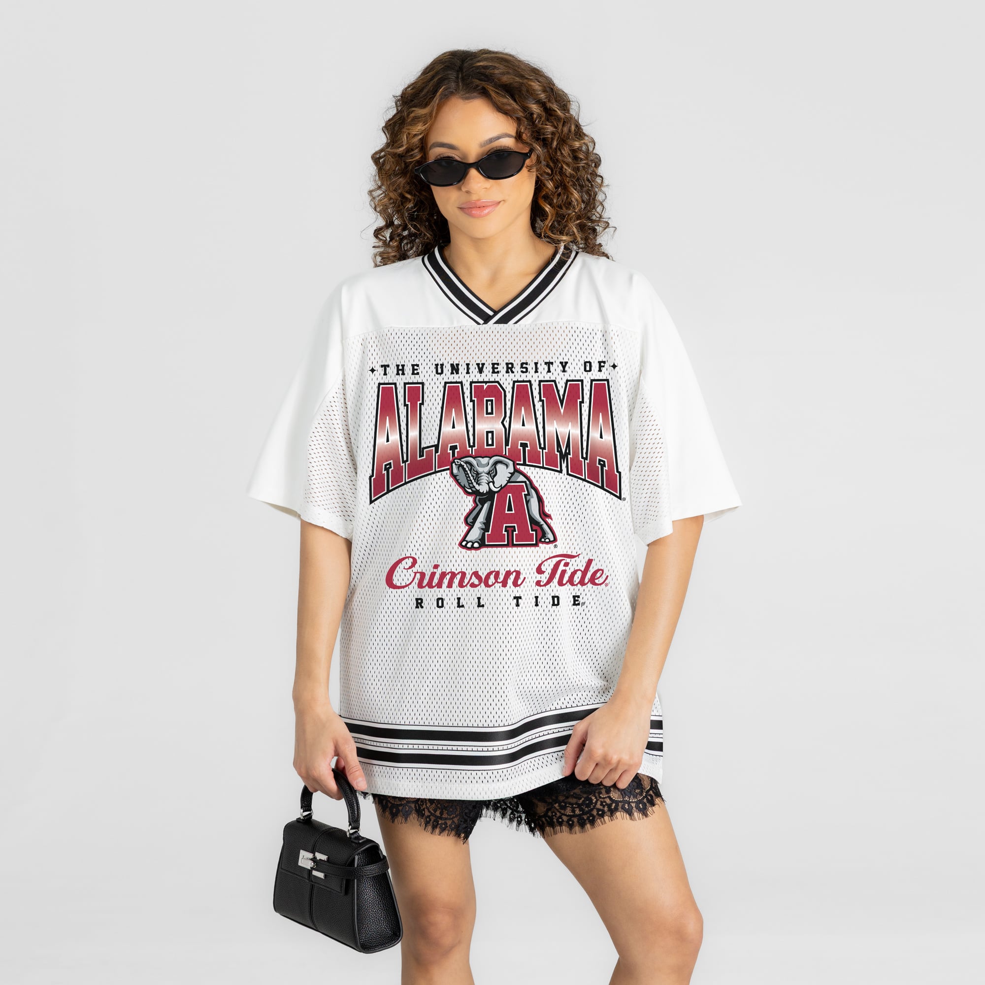 Women's Gameday Couture White Alabama Crimson Tide Squad Mentality V-Neck Sports Mesh Fashion Jersey
