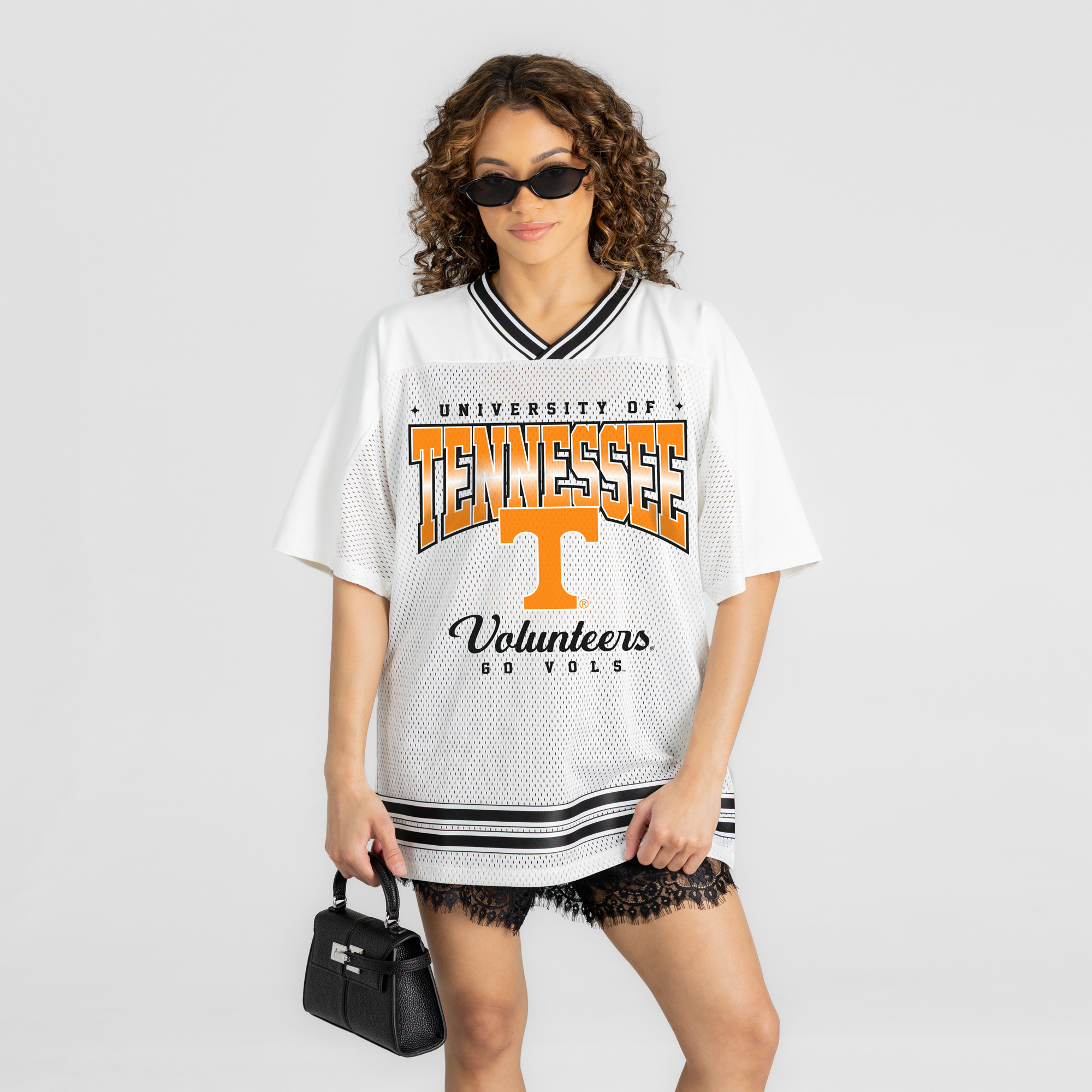 Women's Gameday Couture White Tennessee Volunteers Squad Mentality V-Neck Sports Mesh Fashion Jersey