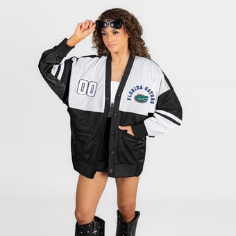 Women's Gameday Couture Black/White Florida Gators  MVP Era Satin Button-Down Cardigan