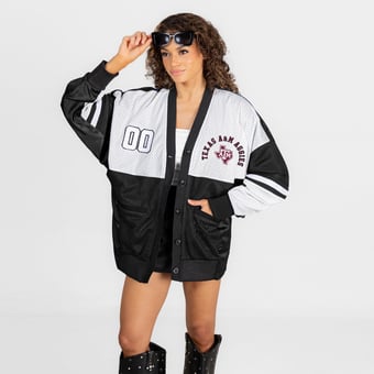 Women's Gameday Couture Black/White Texas A&M Aggies  MVP Era Satin Button-Down Cardigan