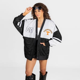Women's Gameday Couture Black/White Tennessee Volunteers  MVP Era Satin Button-Down Cardigan