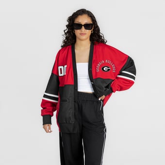 Women's Gameday Couture Red/Black Georgia Bulldogs  MVP Era Satin Button-Down Cardigan