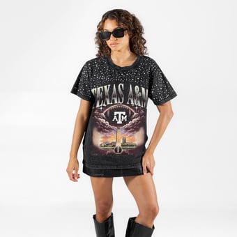 Women's Gameday Couture Black Texas A&M Aggies  Sky's the Limit Washed Micro Rhinestone T-Shirt