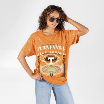 Women's Gameday Couture Tennessee Orange Tennessee Volunteers  Sky's the Limit Washed Micro Rhinestone T-Shirt