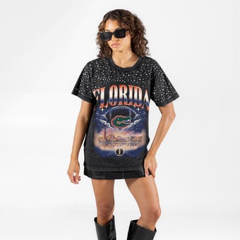 Women's Gameday Couture Black Florida Gators  Sky's the Limit Washed Micro Rhinestone T-Shirt