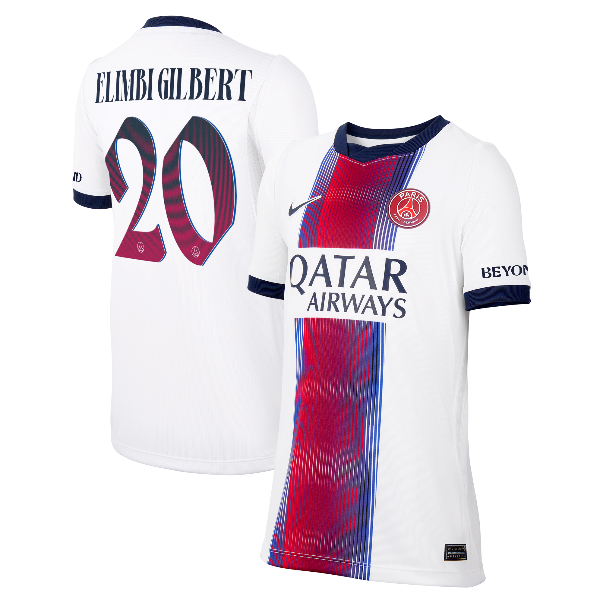 Maillot Extérieur Stadium PSG Nike 26/27 - Enfant avec flocage Elimbi Gilbert 20