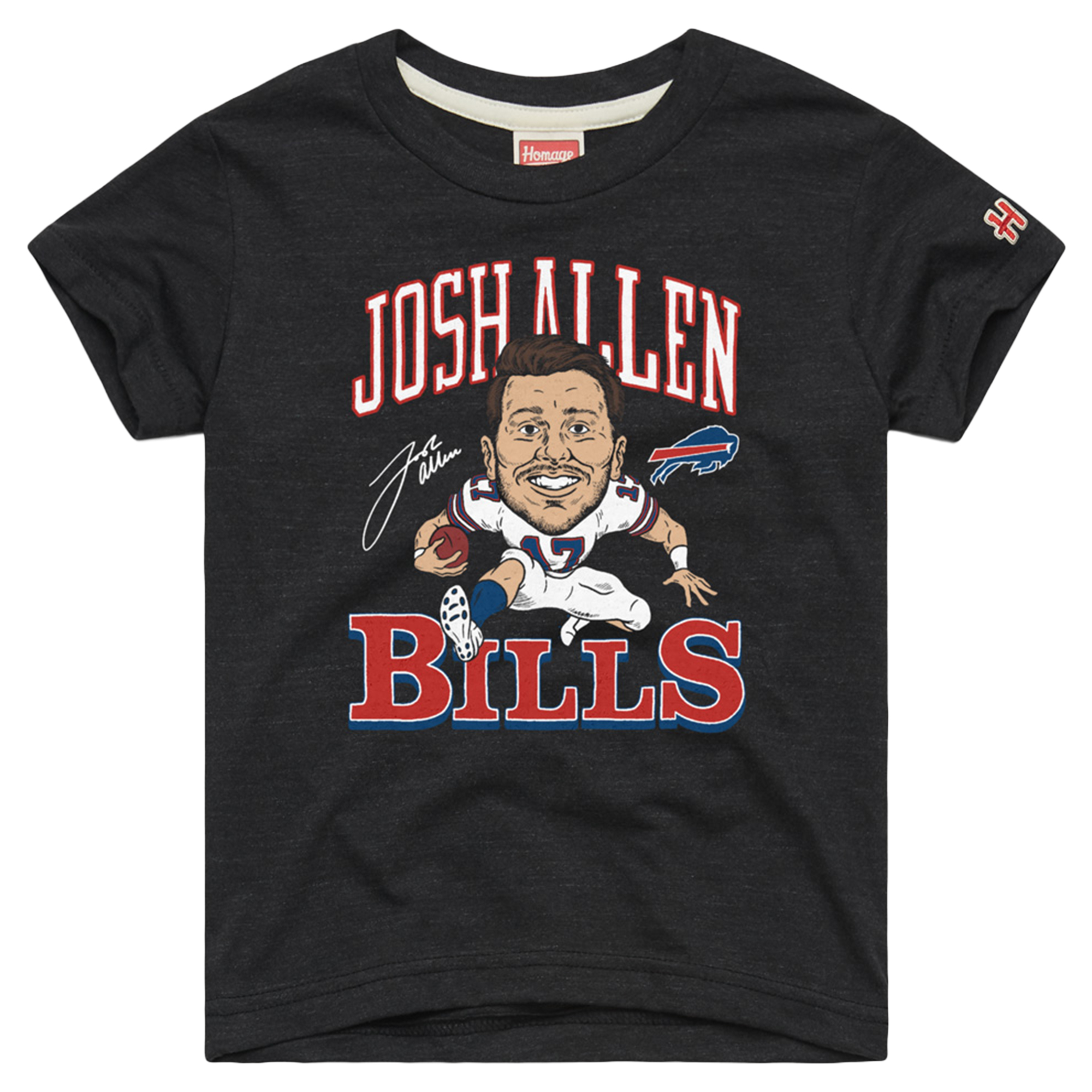 Youth Homage Josh Allen Charcoal Buffalo Bills NFL Blitz Tri-Blend T-Shirt
