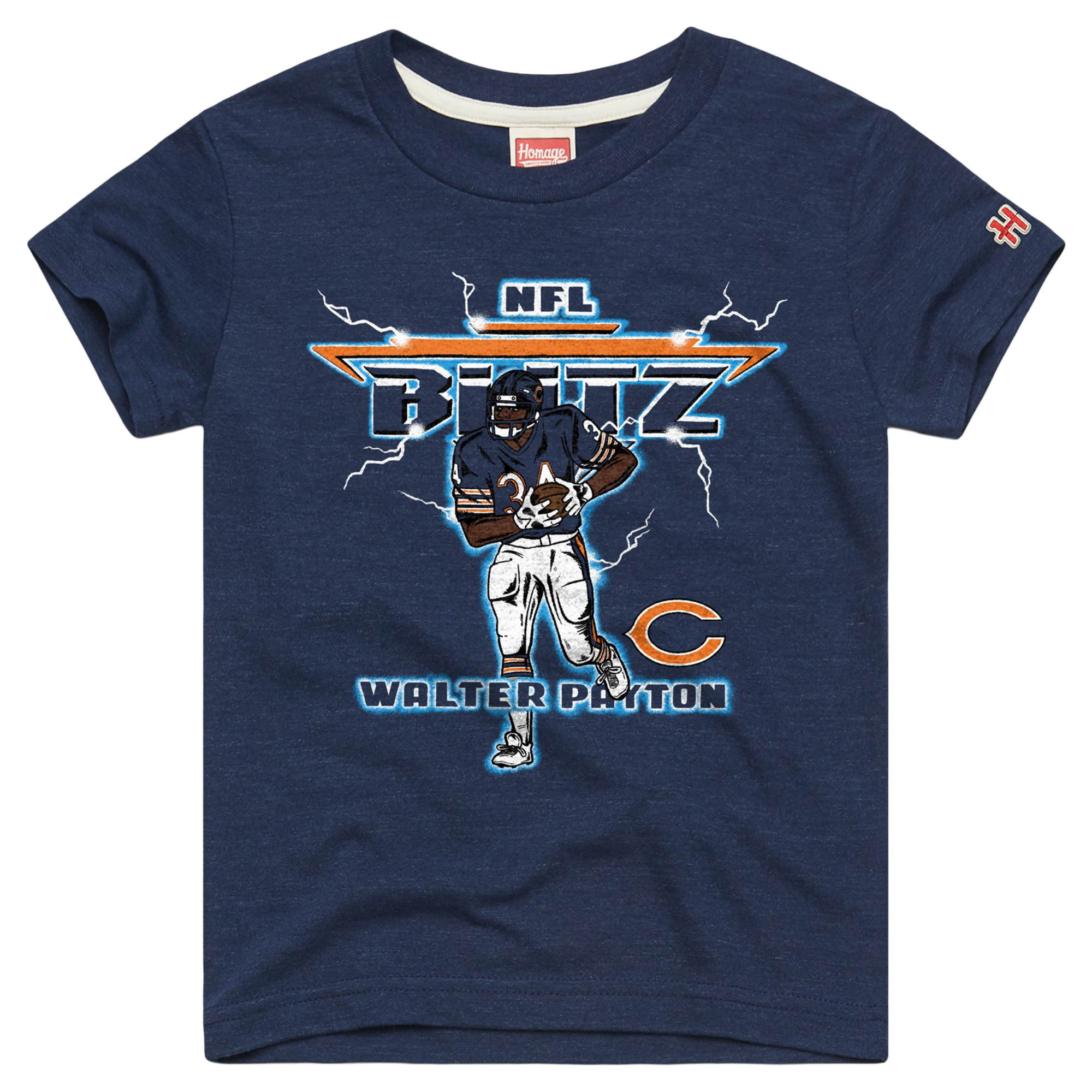 Youth Homage Walter Payton Navy Chicago Bears NFL Blitz Tri-Blend T-Shirt
