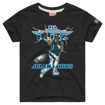 Youth Homage Jalen Hurts Charcoal Philadelphia Eagles NFL Blitz Tri-Blend T-Shirt