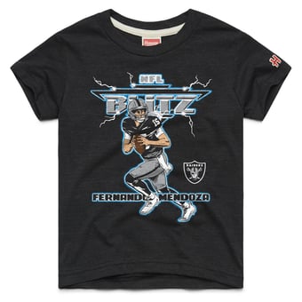 Youth Homage Fernando Mendoza Charcoal Las Vegas Raiders NFL Blitz Tri-Blend T-Shirt
