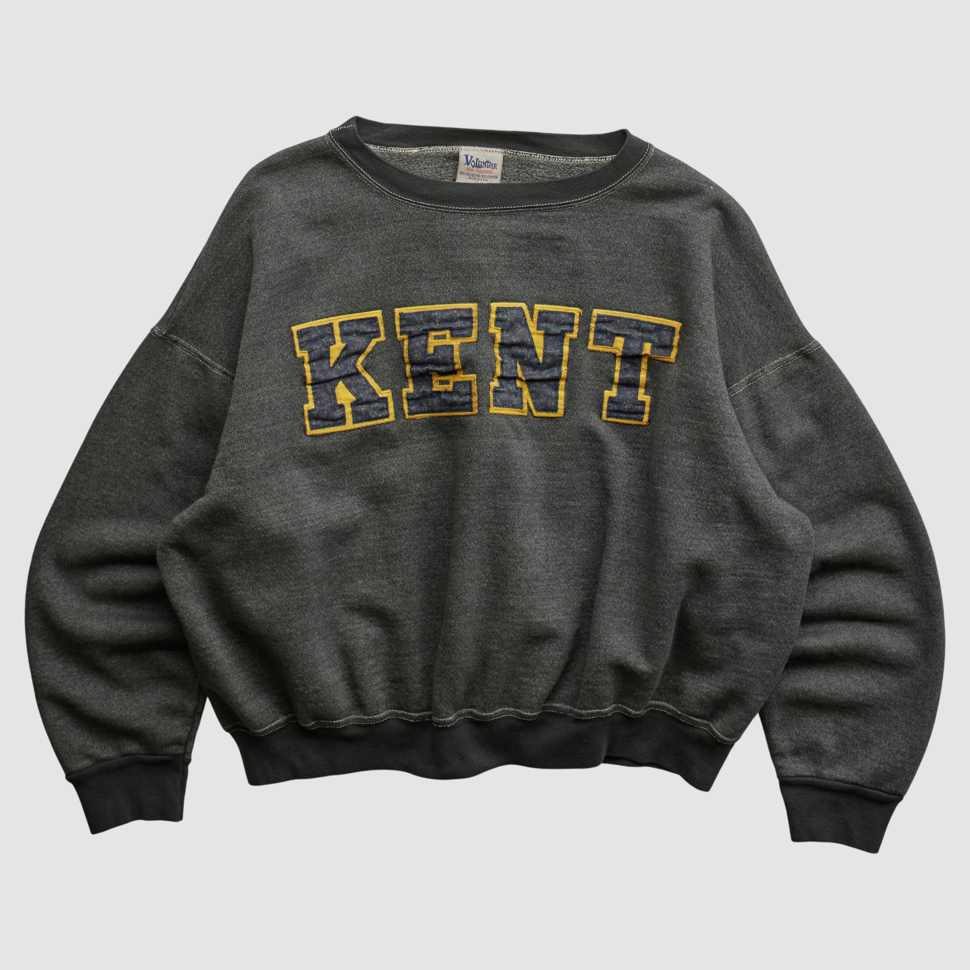Kent State Golden Flashes Volunteer Knit Apparel 90s Pullover Sweatshirt - Dark Heather Gray - XL by Fanatics Real Vintage