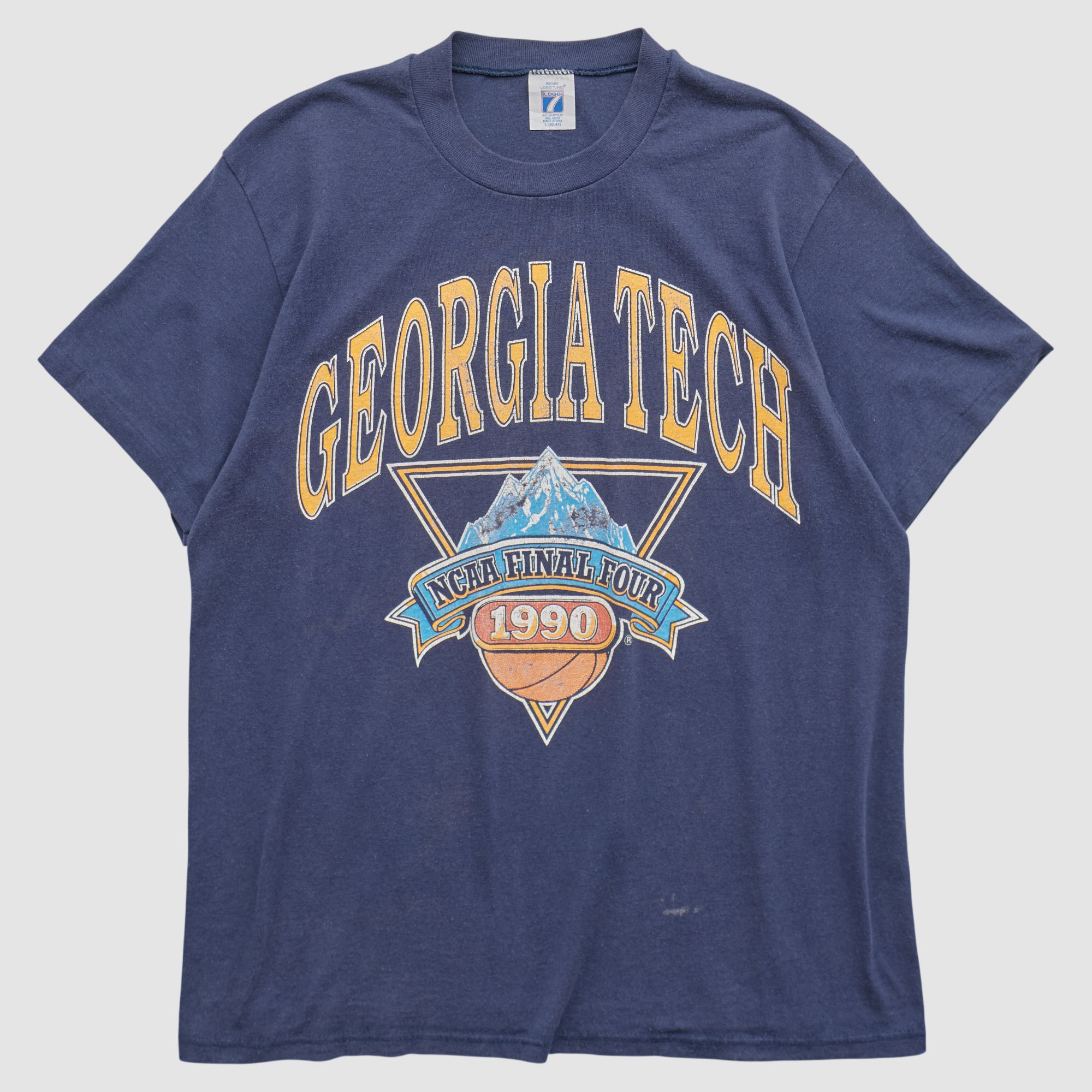 Georgia Tech Yellow Jackets Logo 7 1990 T-shirt - Navy - M by Fanatics Real Vintage