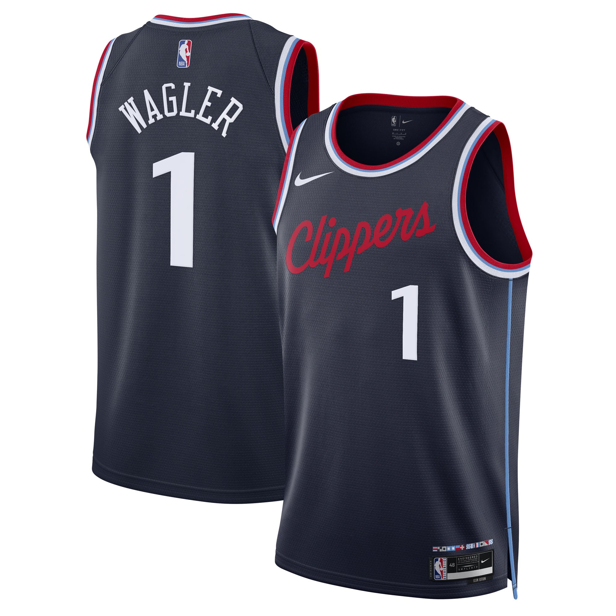 Camiseta réplica Nike Icon Swingman de los LA Clippers - Azul marino - Keaton Wagler - Unisex