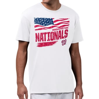 Men's Starter White Washington Nationals Waving Flag T-Shirt