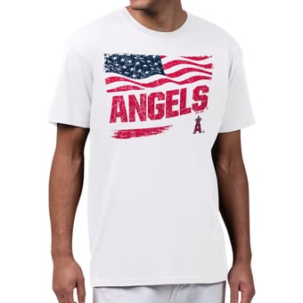 Men's Starter White Los Angeles Angels Waving Flag T-Shirt