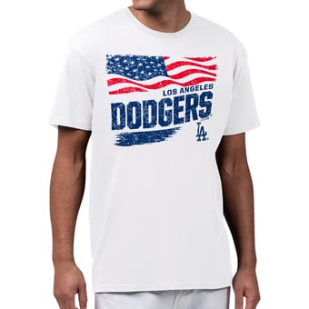 Men's Starter White Los Angeles Dodgers Waving Flag T-Shirt