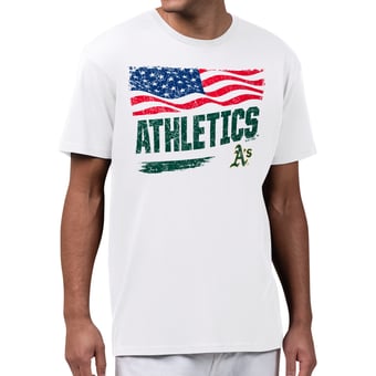 Men's Starter White Athletics Waving Flag T-Shirt