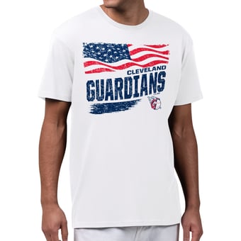 Men's Starter White Cleveland Guardians Waving Flag T-Shirt