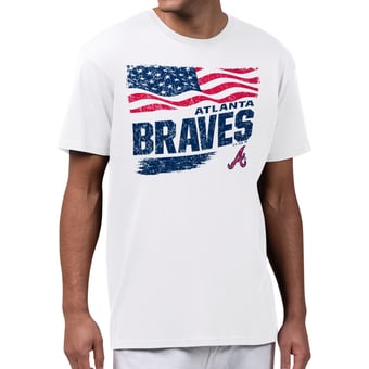 Men's Starter White Atlanta Braves Waving Flag T-Shirt