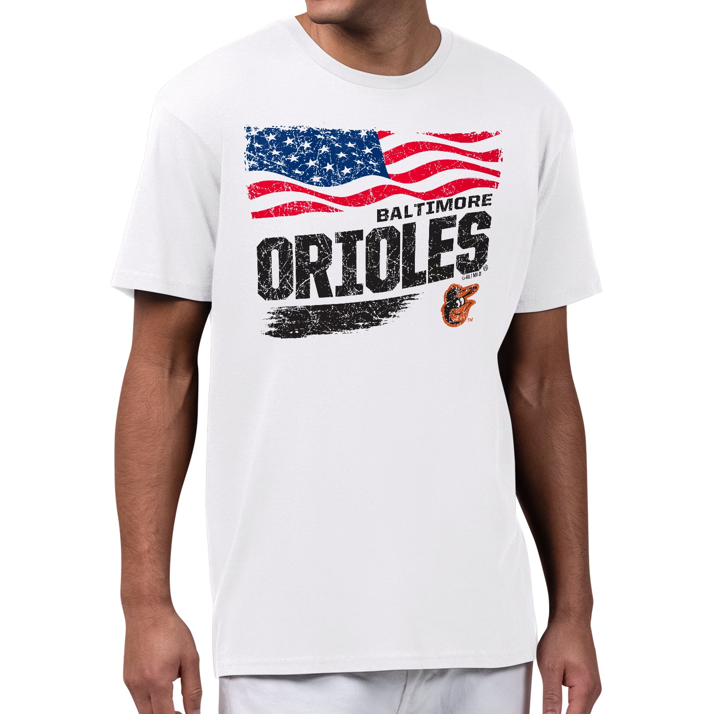 Men's Starter White Baltimore Orioles Waving Flag T-Shirt